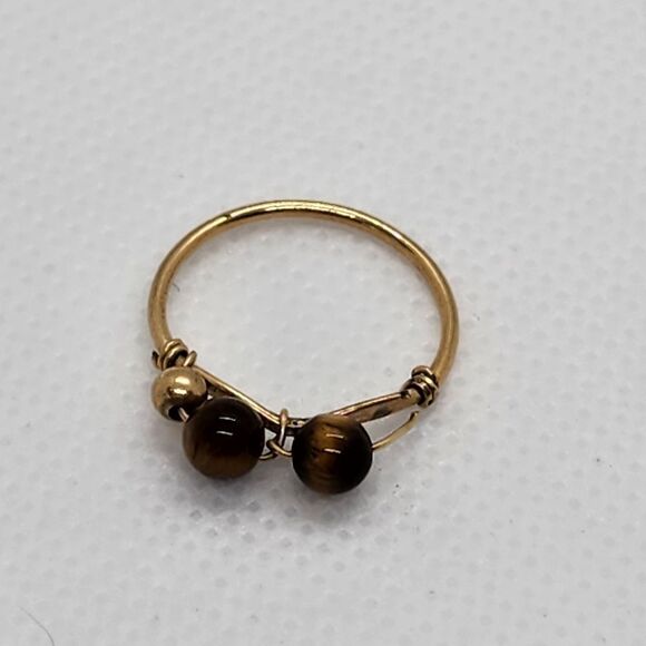 Gold Tone & Tiger's Eye Bead Ring (3) - Picture 4 of 5